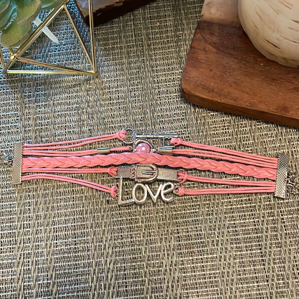 #140 Pink Love Buckle Wrap Bracelet